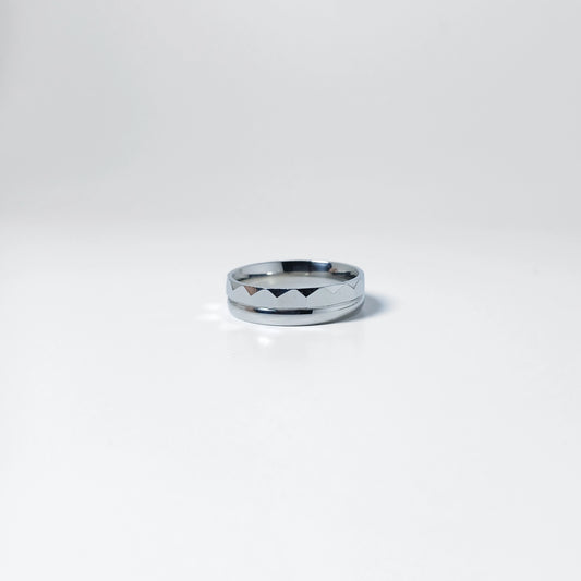 Double Tone Band Ring  - Silver