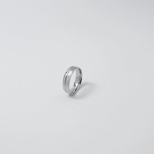 Double Tone Band Ring  - Silver